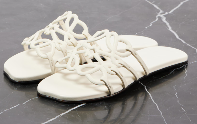 Loew Petal Anagram Leather Slides White