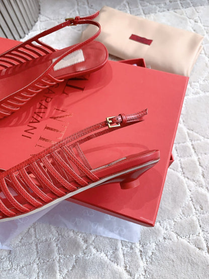 Mesh Slingback Ballerina Red