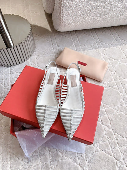 Mesh Slingback Ballerina White