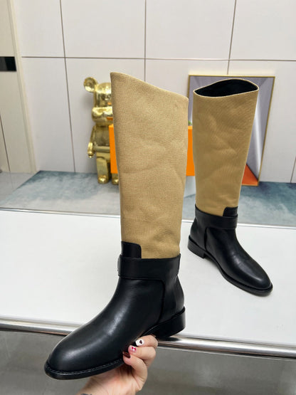 LV Westside Flat High Boot 40mm Black Mix Light Brown Lambskin