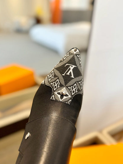 LV Trinity Ankle Boot 75mm Black Mix White Monogram Calfskin
