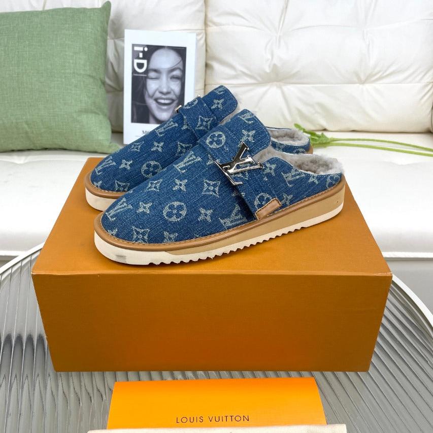 LV Mule Blue Monogram Lambskin
