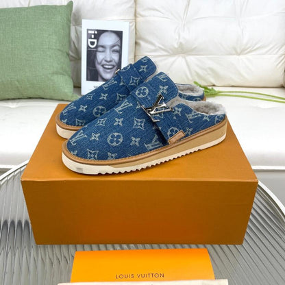 LV Mule Blue Monogram Lambskin