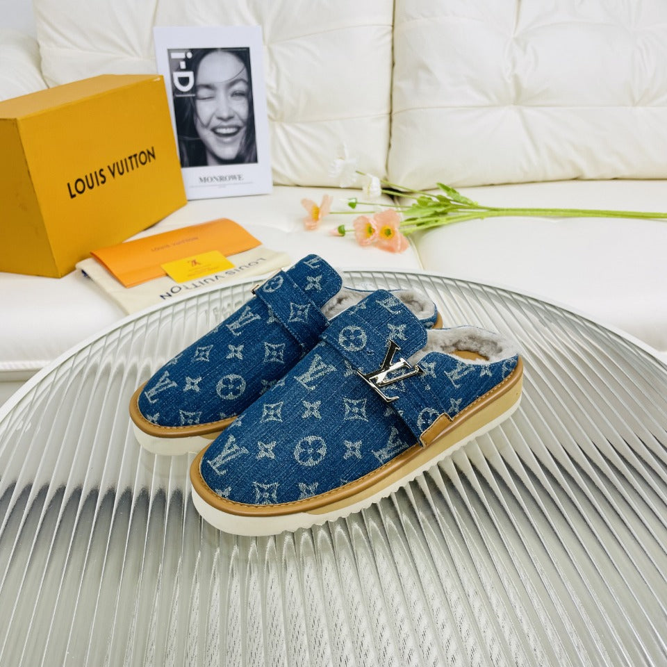 LV Mule Blue Monogram Lambskin