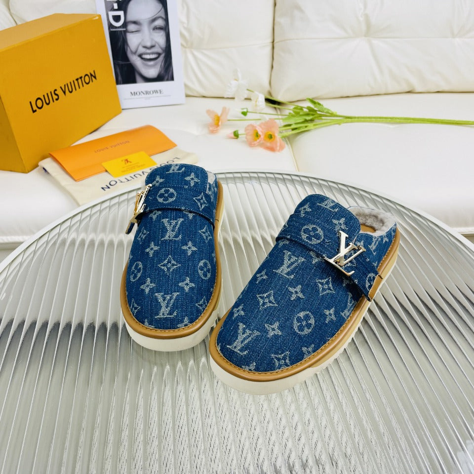 LV Mule Blue Monogram Lambskin