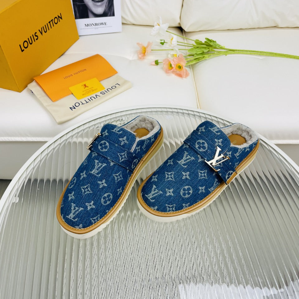 LV Mule Blue Monogram Lambskin