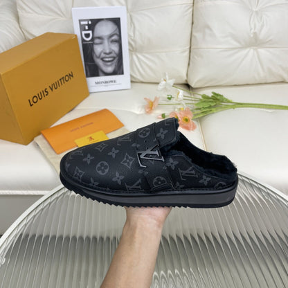 LV Mule Black Monogram Lambskin