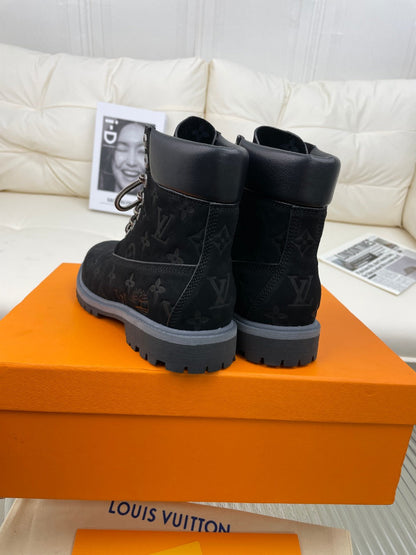 LV x Timberland 6-In Ankle Boot 50mm Black Monogram Nubuck Leather
